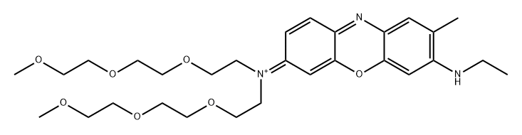 Ethanaminium, N -[7-(ethylamino)-8-methyl-3 H -phenoxazin-3-ylidene]-2-[2-(2-methoxyethoxy)ethoxy]- N -[2-[2-(2-methoxyethoxy)
ethoxy]ethyl]- (ACI) Structure