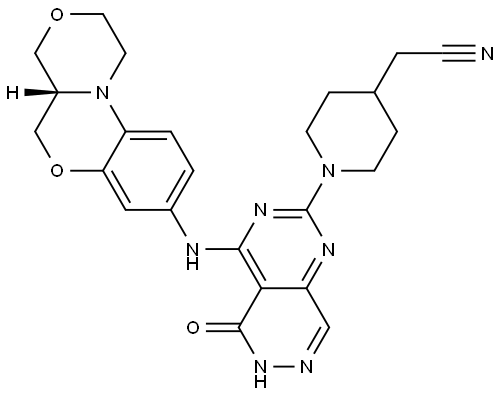 4-Piperidineacetonitrile, 1-[5,6-dihydro-5-oxo-4-[[(4aS)-1,2,4a,5-tetrahydro-4H-[1,4]oxazino[3,4-c][1,4]benzoxazin-8-yl]amino]pyrimido[4,5-d]pyridazin-2-yl]-|化合物 SYK/JAK-IN-1