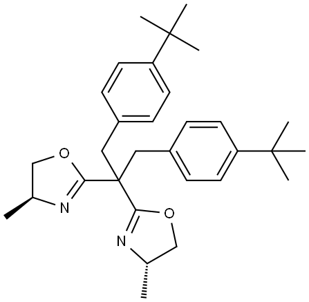 Oxazole, 2,2′-[2-[4-(1,1-dimethylethyl)phenyl]-1-[[4-(1,1-dimethylethyl)phenyl]methyl]ethylidene]bis[4,5-dihydro-4-methyl-, (4S,4′S)- Struktur