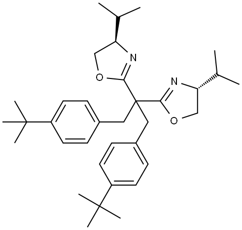 Oxazole, 2,2′-[2-[4-(1,1-dimethylethyl)phenyl]-1-[[4-(1,1-dimethylethyl)phenyl]methyl]ethylidene]bis[4,5-dihydro-4-(1-methylethyl)-, (4R,4′R)- Structure