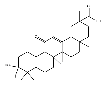 10-hydroxy-2,4a,6a,6b,9,9,12a-heptamethyl-13-oxo-1,2,3,4,4a,5,6,6a,6b,7,8,8a,9,10,11,12,12a,12b,13,14b-icosahydropicene-2-carboxylic-10-d acid Struktur