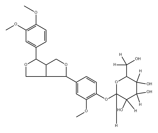 2-(4-(4-(3,4-dimethoxyphenyl)tetrahydro-1H,3H-furo[3,4-c]furan-1-yl)-2-methoxyphenoxy)-6-(hydroxymethyl-d2)tetrahydro-2H-pyran-2,3,4,5-d4-3,4,5-triol Struktur