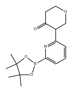 3-(6-(4,4,5,5-tetramethyl-1,3,2-dioxaborolan-2-yl)pyridin-2-yl)tetrahydro-4H-pyran-4-one Struktur