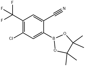 4-chloro-2-(4,4,5,5-tetramethyl-1,3,2-dioxaborolan-2-yl)-5-(trifluoromethyl)benzonitrile Struktur