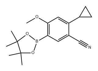 2-cyclopropyl-4-methoxy-5-(4,4,5,5-tetramethyl-1,3,2-dioxaborolan-2-yl)benzonitrile Struktur
