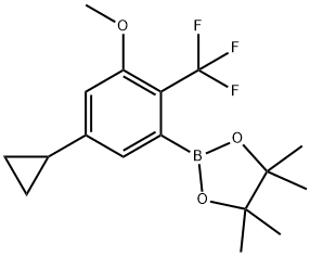 2-(5-cyclopropyl-3-methoxy-2-(trifluoromethyl)phenyl)-4,4,5,5-tetramethyl-1,3,2-dioxaborolane Struktur