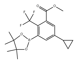methyl 5-cyclopropyl-3-(4,4,5,5-tetramethyl-1,3,2-dioxaborolan-2-yl)-2-(trifluoromethyl)benzoate Struktur