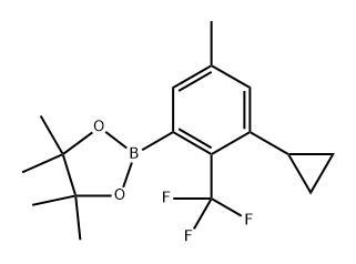 2-(3-cyclopropyl-5-methyl-2-(trifluoromethyl)phenyl)-4,4,5,5-tetramethyl-1,3,2-dioxaborolane Struktur