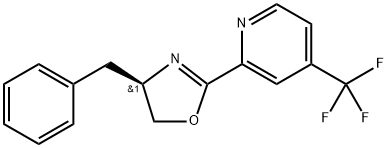 Pyridine, 2-[(4R)-4,5-dihydro-4-(phenylmethyl)-2-oxazolyl]-4-(trifluoromethyl)- Struktur