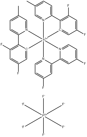 Iridium-(4,4'-difluoro-2,2'-bipyridine-κN1,κN1')bis[3,5-difluoro-2-(5-methyl-2-pyridinyl-κN)phenyl-κC]-hexafluorophosphate Structure
