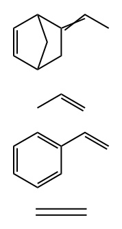 5-亚乙基环[2.2.1]庚-2-烯与乙烯、苯乙烯和1-丙烯的聚合物, 32069-93-5, 结构式
