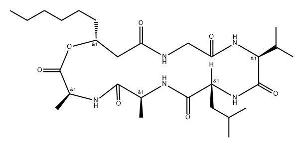Cyclo[L-alanyl-L-alanyl-(3R)-3-hydroxynonanoylglycyl-L-valyl-D-leucyl]|化合物 T24177