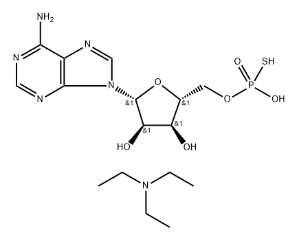 TRIETHYLAMINE O-(((2R,3S,4R,5R)-5-(6-AMINO-9H-PURIN-9-YL)-3,4-DIHYDROXYTETRAHYDROFURAN-2-YL)METHYL) PHOSPHOROTHIOATE, 81415-28-3, 结构式