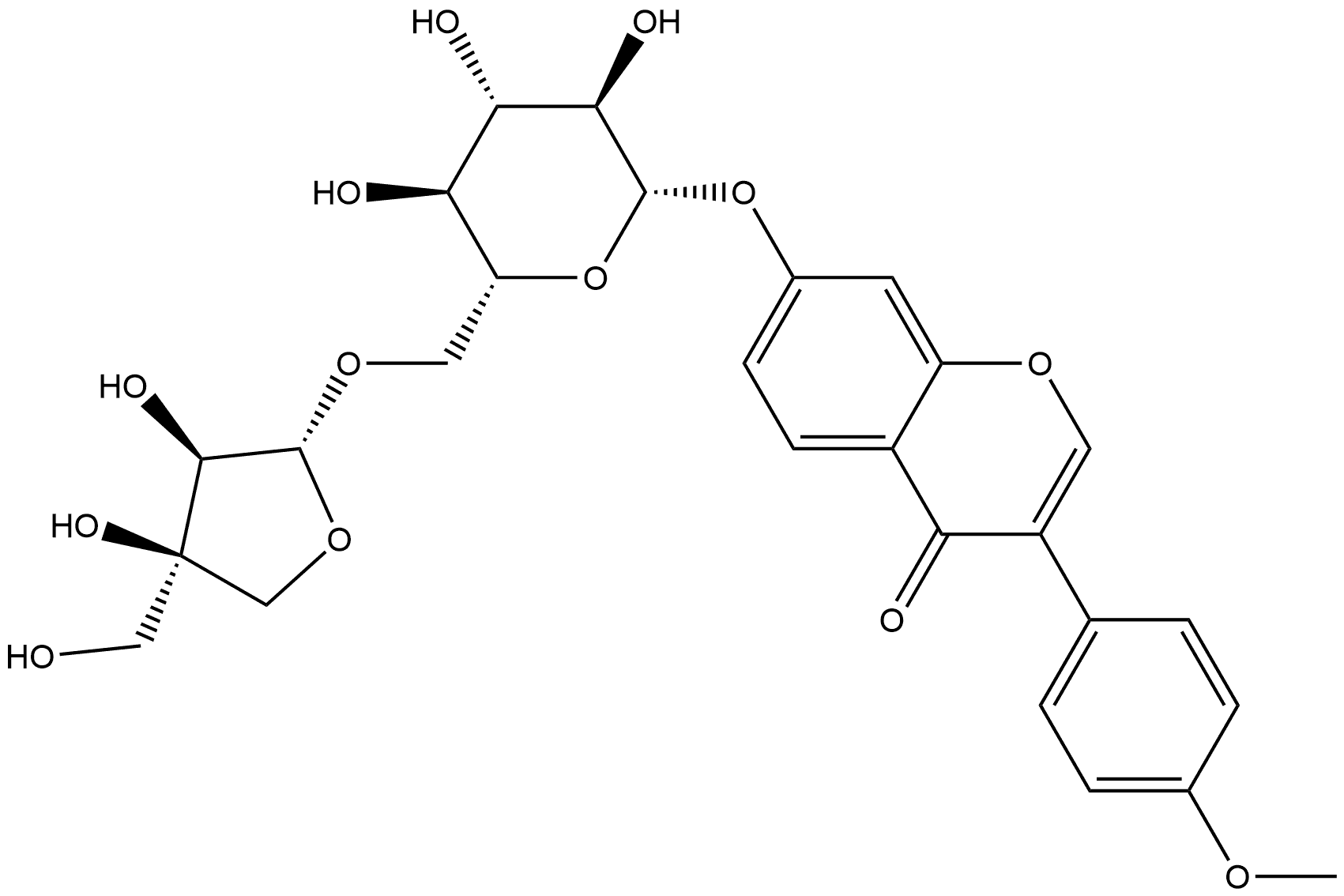 4H-1-Benzopyran-4-one, 7-[(6-O-D-apio-β-D-furanosyl-β-D-glucopyranosyl)oxy]-3-(4-methoxyphenyl)-|芒柄花素-7-O-Β-D-呋喃芹糖基-( 1→6) -O-Β-D-吡喃葡萄糖苷