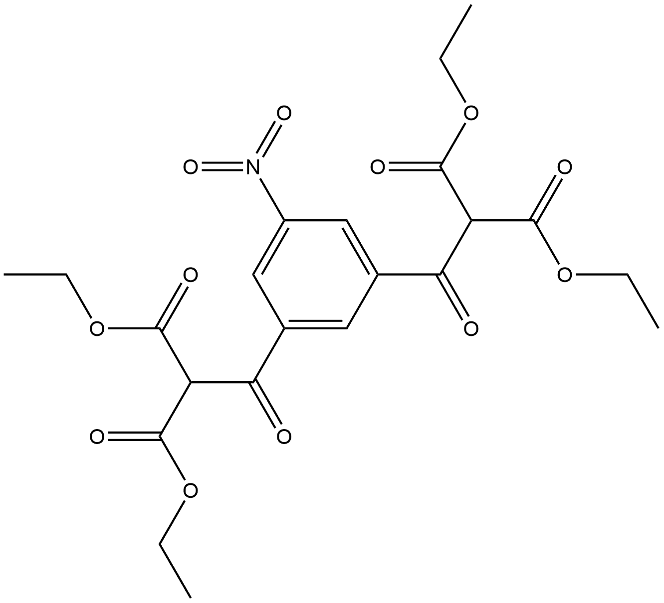 1,3-Benzenedipropanoic acid, α1,α3-bis(ethoxycarbonyl)-5-nitro-β1,β3-dioxo-, 1,3-diethyl ester Struktur