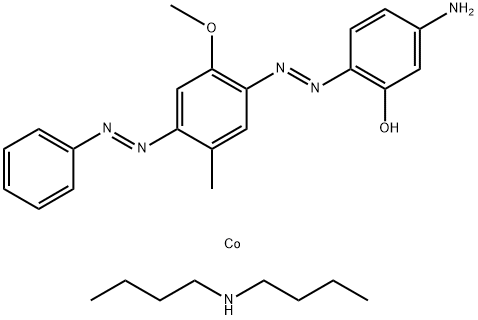 Cobalt, 5-[bis[3-(C8-10-alkyloxy)-2-hydroxypropyl]amino]-2-[[2-methoxy-5-methyl-4-(phenylazo)phenyl]azo]phenol complexes, acetylated, compds. with N-butyl-1-butanamine Structure