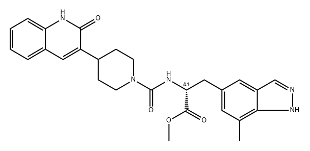 1H-Indazole-5-propanoic acid, α-[[[4-(1,2-dihydro-2-oxo-3-quinolinyl)-1-piperidinyl]carbonyl]amino]-7-methyl-, methyl ester, (αR)-