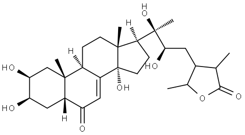 Stigmast-7-en-26-oic acid, 2,3,14,20,22,28-hexahydroxy-6-oxo-, γ-lactone, (2β,3β,5β,22R,24ξ)- (9CI) Structure
