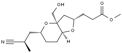 Methyl (2S,3aR,5R,7aS)-5-[(2R)-2-cyanopropyl]hexahydro-3a-(hydroxymethyl)-2H-furo[3,2-b]pyran-2-propanoate Struktur