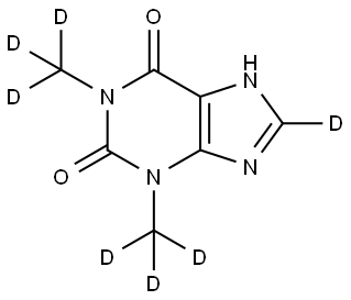 1,3-bis(methyl-d3)-3,7-dihydro-1H-purine-2,6-dione-8-d Struktur