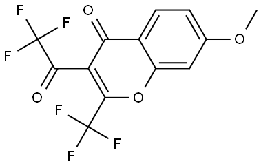 7-Methoxy-3-(2,2,2-trifluoroacetyl)-2-(trifluoromethyl)-4H-chromen-4-one Structure