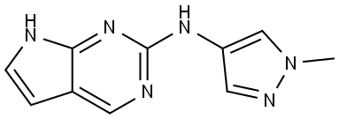 N-(1-甲基-1H-吡唑-4-基)-7H-吡咯并[2,3-D]嘧啶-2-胺, 1403894-28-9, 结构式