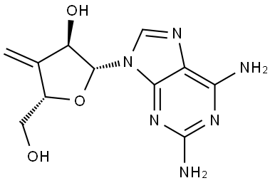 Adenosine, 2-amino-3'-deoxy-3'-methylene- (9CI) Struktur