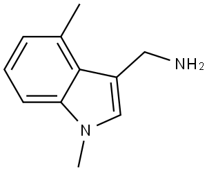 (1,4-二甲基-1H-吲哚-3-基)甲胺 结构式