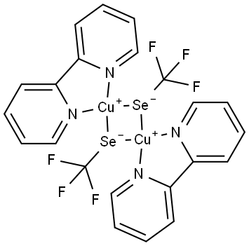 [(2,2'-Bipyridine)Cu(trifluoromethylselenolate)]2 Struktur