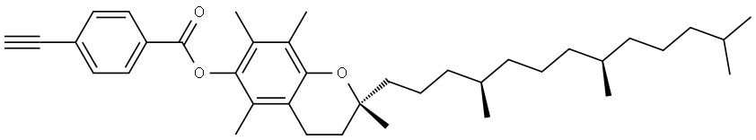 Benzoic acid, 4-ethynyl-, (2R)-3,4-dihydro-2,5,7,8-tetramethyl-2-[(4R,8R)-4,8,12-trimethyltridecyl]-2H-1-benzopyran-6-yl ester Struktur