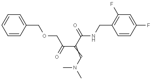 Butanamide, N-[(2,4-difluorophenyl)methyl]-2-[(dimethylamino)methylene]-3-oxo-4-(phenylmethoxy)- Struktur