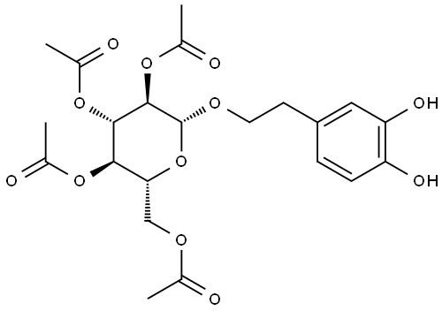 Hydroxytyrosol-1-all-acetylglucoside Struktur