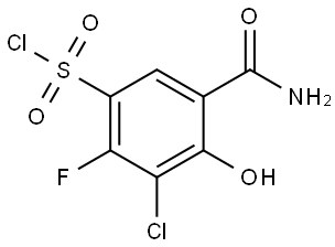 5-carbamoyl-3-chloro-2-fluoro-4-hydroxybenzene-1-sulfonyl chloride Structure