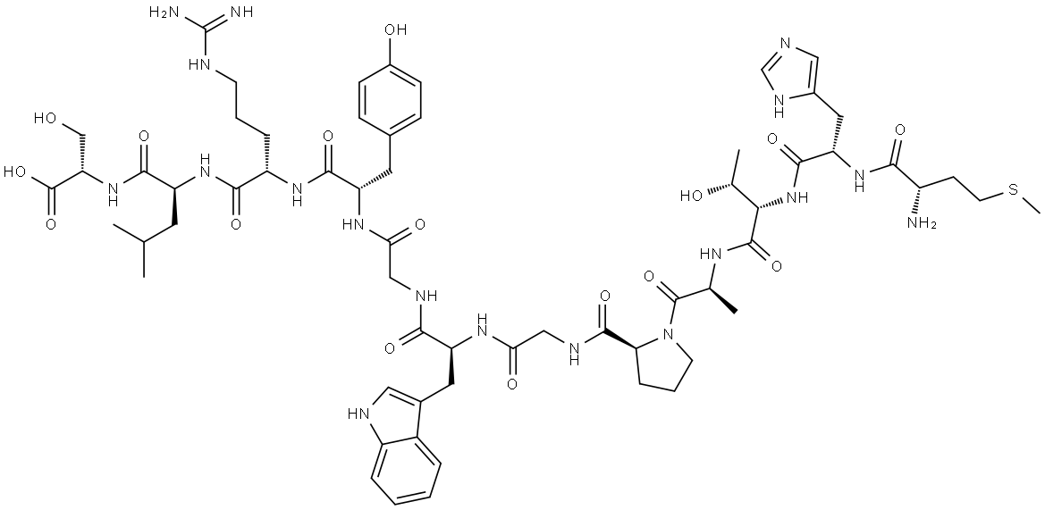 L-Serine, L-methionyl-L-histidyl-L-threonyl-L-alanyl-L-prolylglycyl-L-tryptophylglycyl-L-tyrosyl-L-arginyl-L-leucyl-|叶酸受体α (FRα) 选择性肽配体多肽