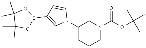 tert-butyl 3-(3-(4,4,5,5-tetramethyl-1,3,2-dioxaborolan-2-yl)-1H-pyrrol-1-yl)piperidine-1-carboxylate Structure