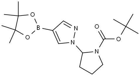 tert-butyl 2-(4-(4,4,5,5-tetramethyl-1,3,2-dioxaborolan-2-yl)-1H-pyrazol-1-yl)pyrrolidine-1-carboxylate Struktur