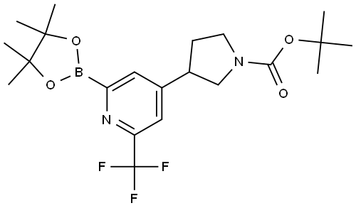 tert-Butyl 3-(2-(4,4,5,5-tetramethyl-1,3,2-dioxaborolan-2-yl)-6-(trifluoromethyl)pyridin-4-yl)pyrrolodine-1-carboxylate Struktur