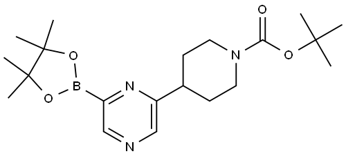 tert-butyl 4-(6-(4,4,5,5-tetramethyl-1,3,2-dioxaborolan-2-yl)pyrazin-2-yl)piperidine-1-carboxylate Struktur