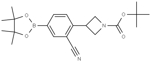 tert-butyl 3-(2-cyano-4-(4,4,5,5-tetramethyl-1,3,2-dioxaborolan-2-yl)phenyl)azetidine-1-carboxylate Struktur