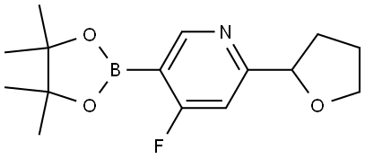 4-fluoro-2-(tetrahydrofuran-2-yl)-5-(4,4,5,5-tetramethyl-1,3,2-dioxaborolan-2-yl)pyridine Struktur