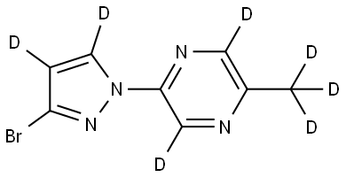 2-(3-bromo-1H-pyrazol-1-yl-4,5-d2)-5-(methyl-d3)pyrazine-3,6-d2 Struktur