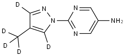 2-(4-(methyl-d3)-1H-pyrazol-1-yl-3,5-d2)pyrimidin-5-amine Struktur