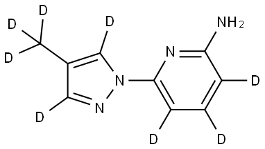 6-(4-(methyl-d3)-1H-pyrazol-1-yl-3,5-d2)pyridin-3,4,5-d3-2-amine Struktur