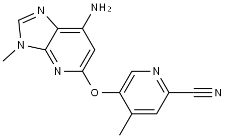 5-((7-amino-3-methyl-3H-imidazo[4,5-b]pyridin-5-yl)oxy)-4-methylpicolinonitrile Structure