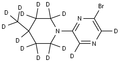 2-bromo-6-(4-(methyl-d3)piperidin-1-yl-2,2,3,3,4,5,5,6,6-d9)pyrazine-3,5-d2 Struktur