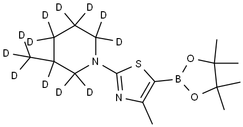 4-methyl-2-(3-(methyl-d3)piperidin-1-yl-2,2,3,4,4,5,5,6,6-d9)-5-(4,4,5,5-tetramethyl-1,3,2-dioxaborolan-2-yl)thiazole Struktur