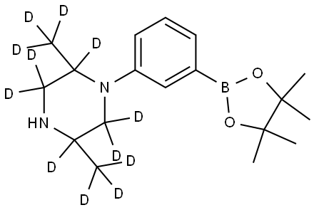 2,5-bis(methyl-d3)-1-(3-(4,4,5,5-tetramethyl-1,3,2-dioxaborolan-2-yl)phenyl)piperazine-2,3,3,5,6,6-d6 Struktur