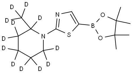 2-(2-(methyl-d3)piperidin-1-yl-2,3,3,4,4,5,5,6,6-d9)-5-(4,4,5,5-tetramethyl-1,3,2-dioxaborolan-2-yl)thiazole Structure