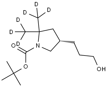 tert-butyl (S)-4-(3-hydroxypropyl)-2,2-bis(methyl-d3)pyrrolidine-1-carboxylate Structure