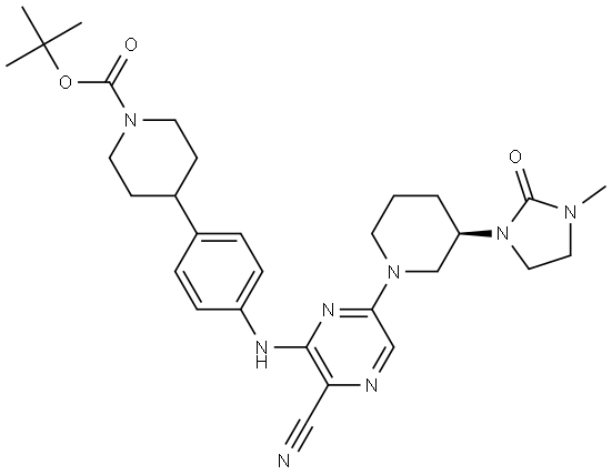 (R)-3-[[4-(1-Boc-4-piperidyl)phenyl]amino]-5-[3-(3-methyl-2-oxoimidazolidin-1-yl)-1-piperidyl]pyrazine-2-carbonitrile|(R)-3-[[4-(1-BOC-4-哌啶基)苯基]氨基]-5-[3-(3-甲基-2-氧代咪唑烷-1-基)-1-哌啶基]吡嗪-2-甲腈
